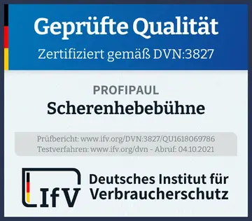 Prüfsiegel Scherenhebebühne