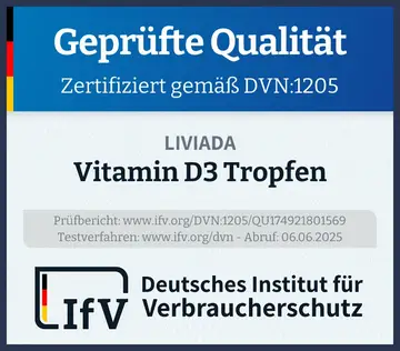 Prüfsiegel Vitamin D3 Tropfen