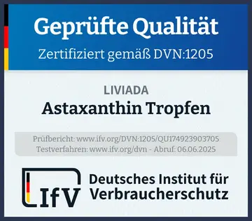 Prüfsiegel Astaxanthin Tropfen