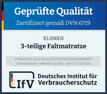 Prüfsiegel 3-teilige Faltmatratze