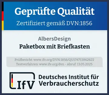 Prüfsiegel Paketbox mit Briefkasten