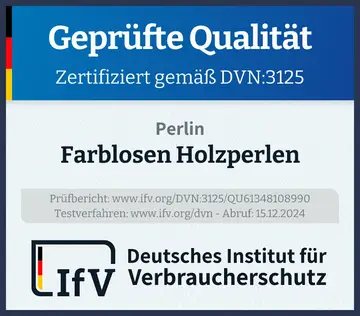 Prüfsiegel Farblosen Holzperlen
