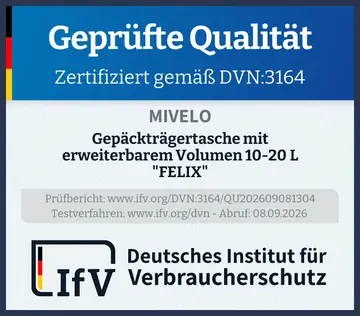 Prüfsiegel Gepäckträgertasche mit erweiterbarem Volumen 10-20 L "FELIX"