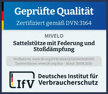 Prüfsiegel Sattelstütze mit Federung und Stoßdämpfung