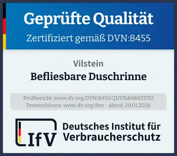 Prüfsiegel Befliesbare Duschrinne