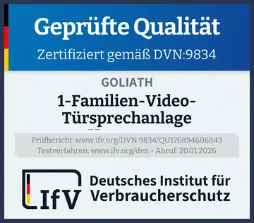 Prüfsiegel 1-Familien-Video-Türsprechanlage Unterputz