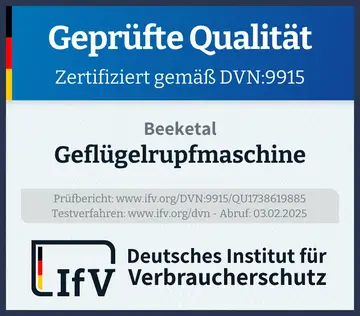 Prüfsiegel Geflügelrupfmaschine