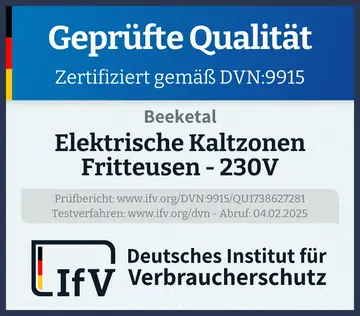 Prüfsiegel Elektrische Kaltzonen Fritteusen - 230V