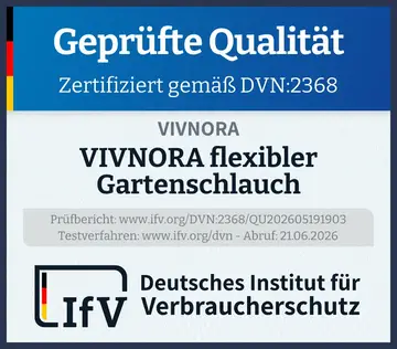 Prüfsiegel VIVNORA flexibler Gartenschlauch