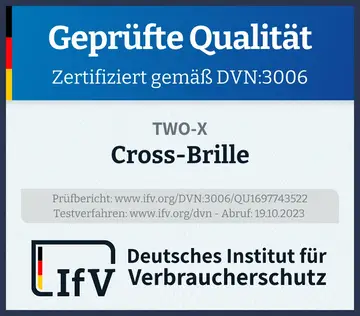 Prüfsiegel Cross-Brille