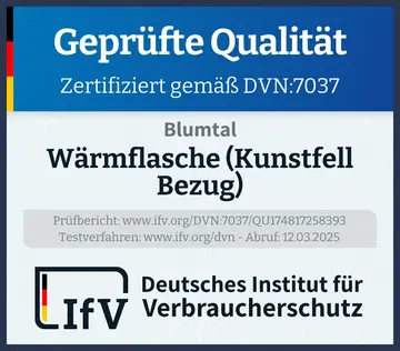 Prüfsiegel Wärmflasche (Kunstfell Bezug)