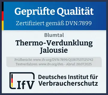 Prüfsiegel Thermo-Verdunklung Jalousie