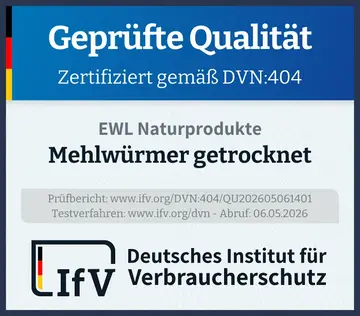 Prüfsiegel Mehlwürmer getrocknet