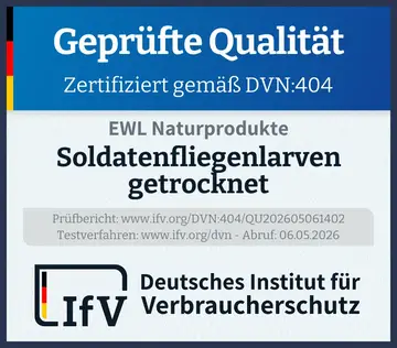 Prüfsiegel Soldatenfliegenlarven getrocknet