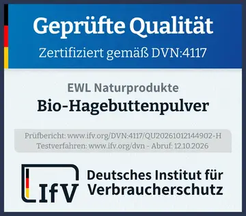 Prüfsiegel Bio-Hagebuttenpulver