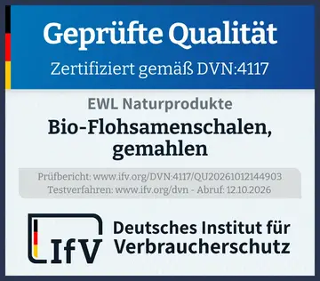 Prüfsiegel Bio-Flohsamenschalen, gemahlen