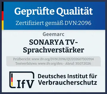 Prüfsiegel SONARYA TV-Sprachverstärker