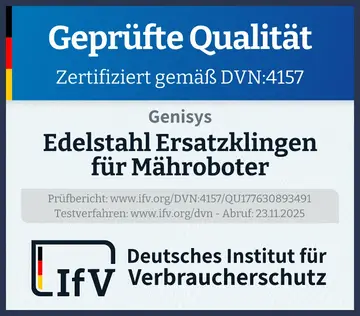 Prüfsiegel Edelstahl Ersatzklingen für Mähroboter