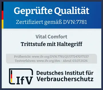 Prüfsiegel Trittstufe mit Haltegriff