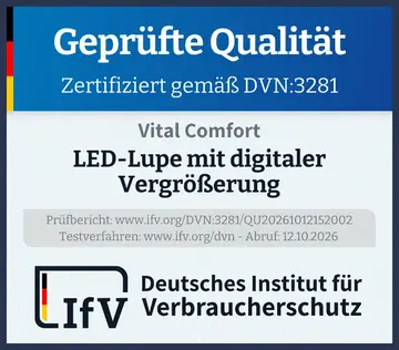 Prüfsiegel LED-Lupe mit digitaler Vergrößerung