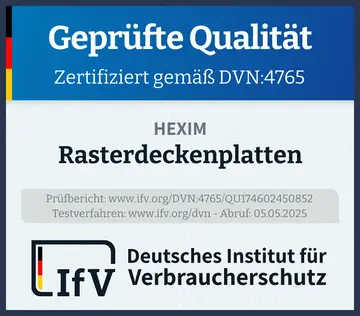 Prüfsiegel Rasterdeckenplatten
