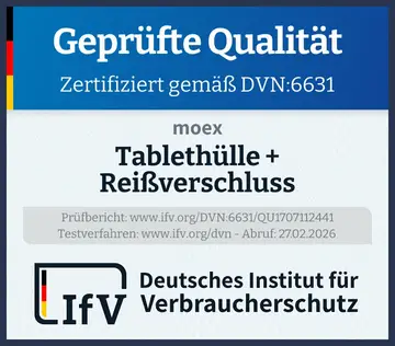 Prüfsiegel Tablethülle + Reißverschluss