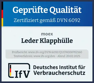 Prüfsiegel Leder Klapphülle