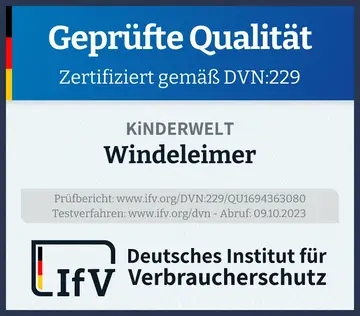 Prüfsiegel Windeleimer