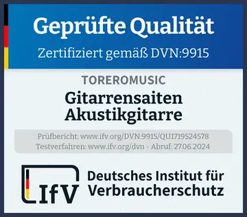 Prüfsiegel Gitarrensaiten Akustikgitarre