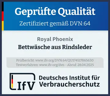 Prüfsiegel Bettwäsche aus Rindsleder