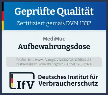 Prüfsiegel Aufbewahrungsdose