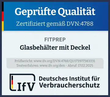 Prüfsiegel Glasbehälter mit Deckel