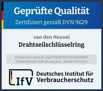 Prüfsiegel Drahtseilschlüsselring