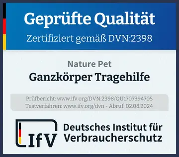 Prüfsiegel Ganzkörper Tragehilfe