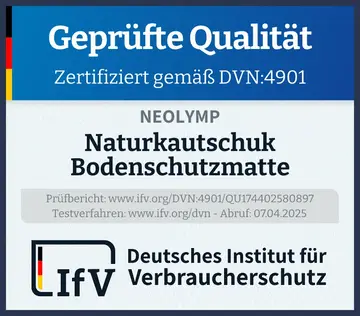 Prüfsiegel Naturkautschuk Bodenschutzmatte