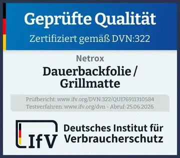 Prüfsiegel Dauerbackfolie / Grillmatte