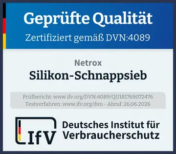 Prüfsiegel Silikon-Schnappsieb