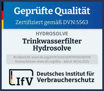 Prüfsiegel Trinkwasserfilter Hydrosolve