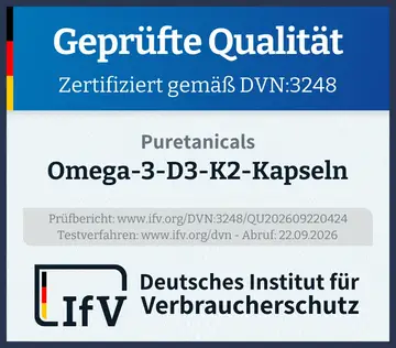 Prüfsiegel Omega-3-D3-K2-Kapseln