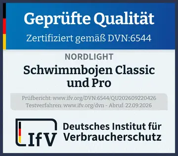 Prüfsiegel Schwimmbojen Classic und Pro