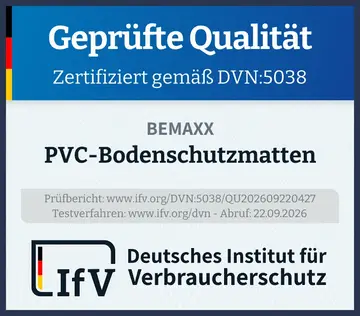 Prüfsiegel PVC-Bodenschutzmatten