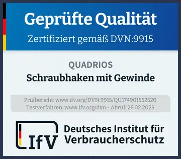 Prüfsiegel Schraubhaken mit Gewinde
