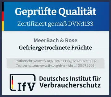 Prüfsiegel Gefriergetrocknete Früchte