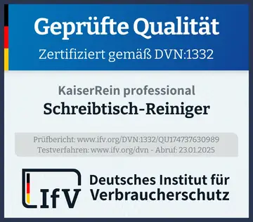 Prüfsiegel Schreibtisch-Reiniger