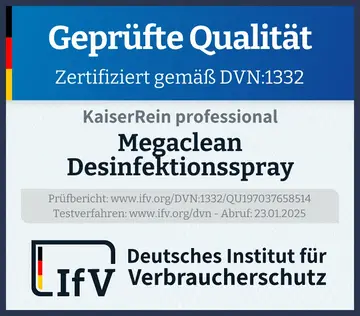 Prüfsiegel Megaclean Desinfektionsspray