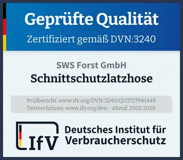 Prüfsiegel Schnittschutzlatzhose