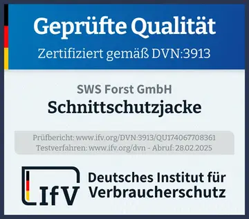 Prüfsiegel Schnittschutzjacke