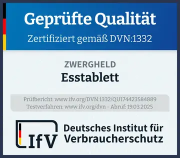 Prüfsiegel Esstablett