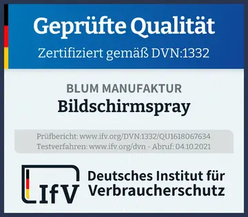 Prüfsiegel Bildschirmspray