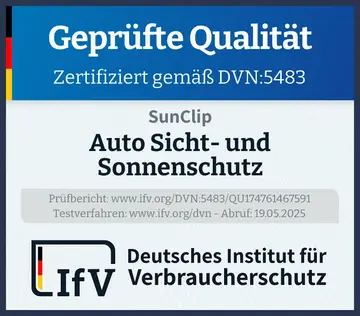 Prüfsiegel Auto Sicht- und Sonnenschutz